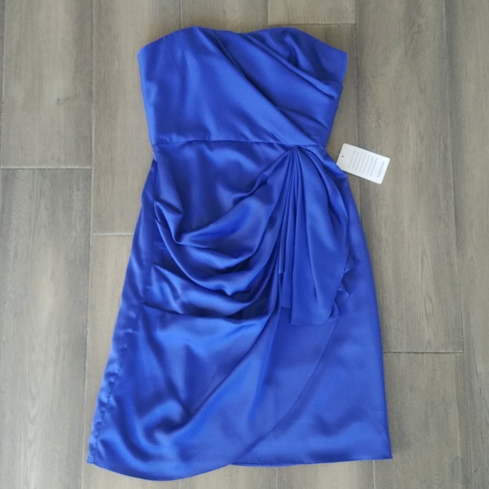 NWT Max & Cleo Blue Strapless Cocktail Dress